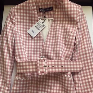 ZARA pink belted blazer XS
